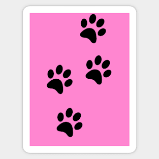 Black Paw-prints on a Pink surface Sticker